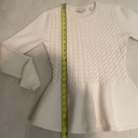 Ted Baker Cream Peplum Cable Knit Sweater – SZ 4 - Picture 10 of 15